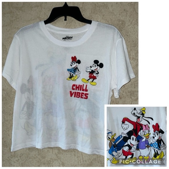 Disney White Mickey & Minnie Chill Vibes T-Shirt - Picture 1 of 4